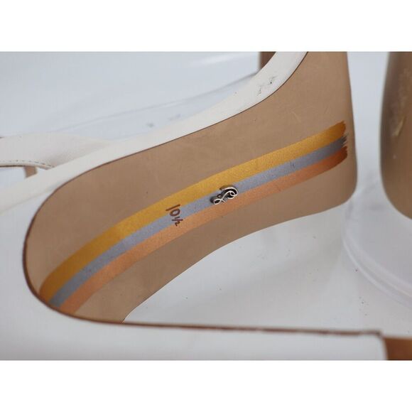 Sam Edelman Orchid Sandals Size 10.5 White Leather Stiletto Ankle Strap Bridal - Picture 11 of 13